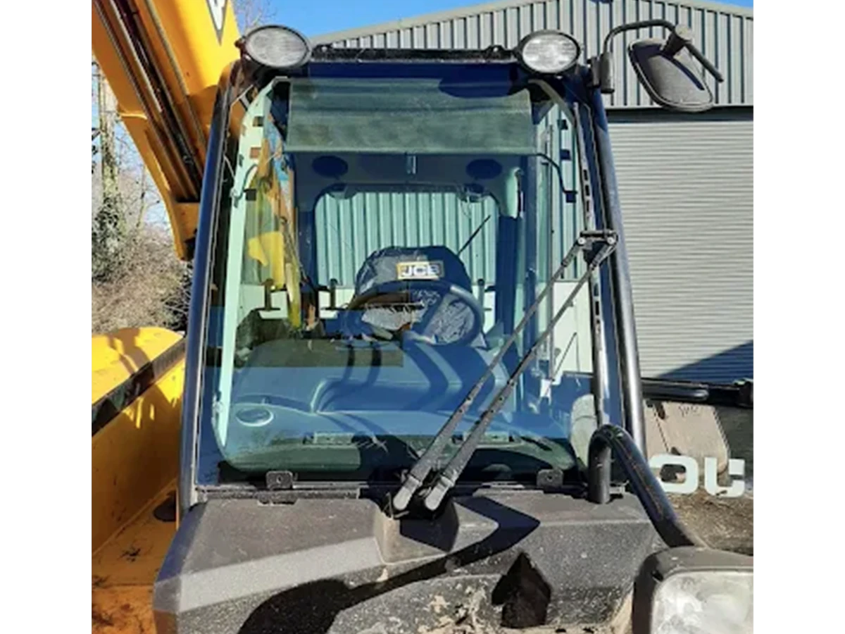 JCB telehandler with replacement cab glass fitted on-site
